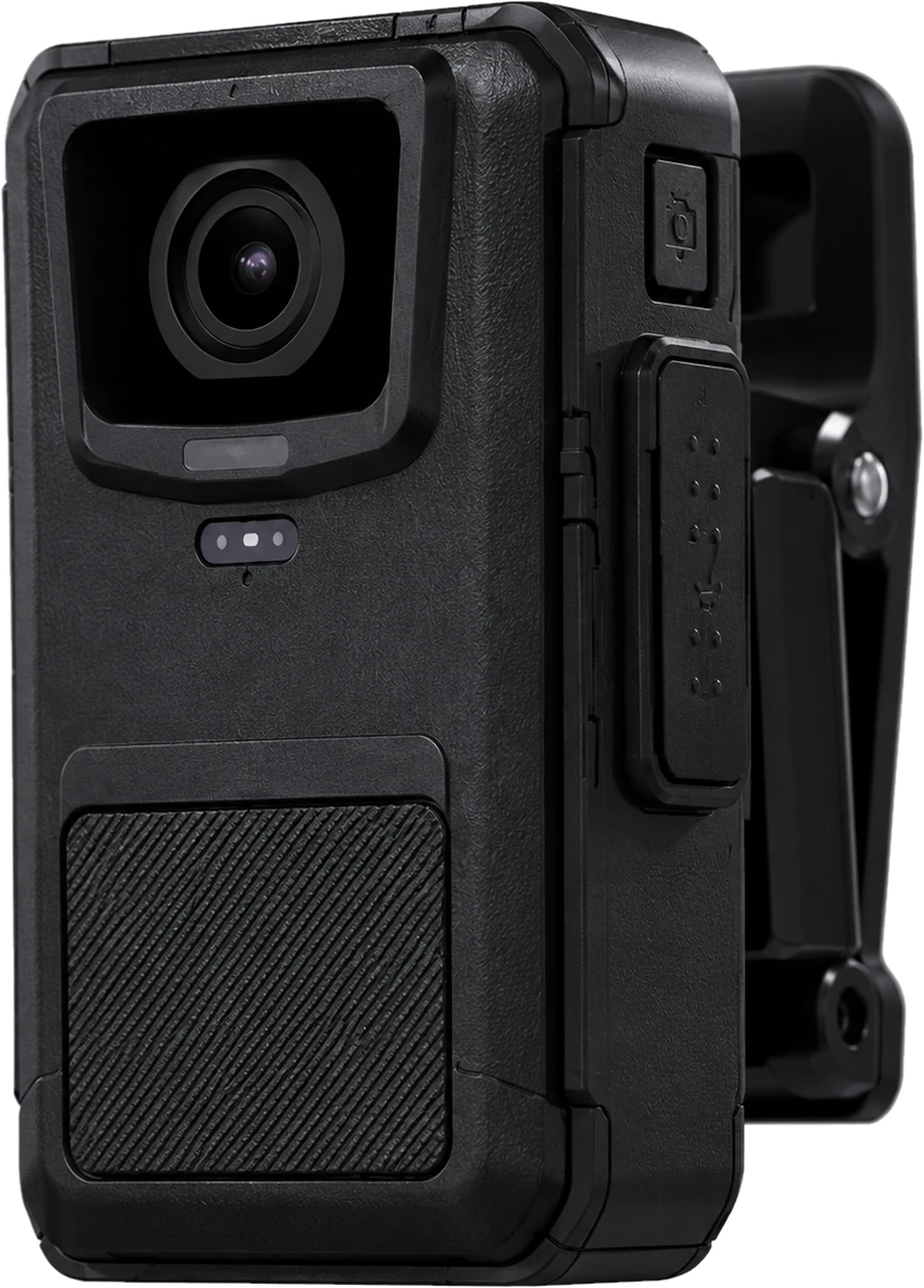 Professional body-worn camera with secure mounting clip