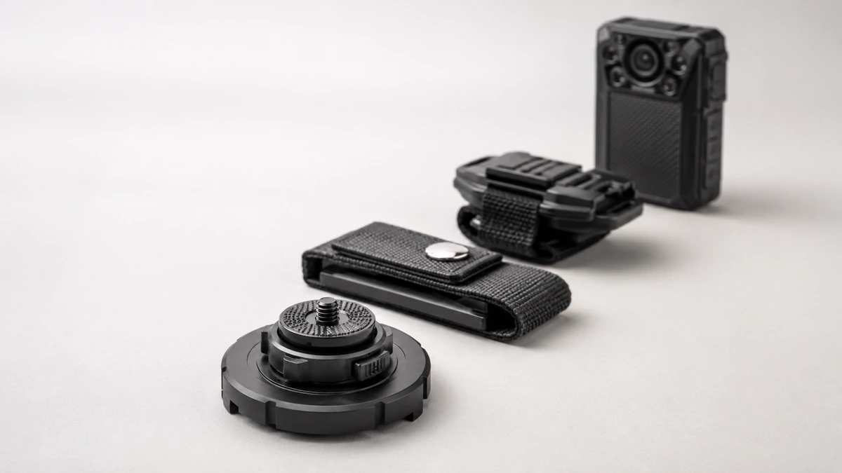 Body camera chest harness, shoulder mount and belt clip
