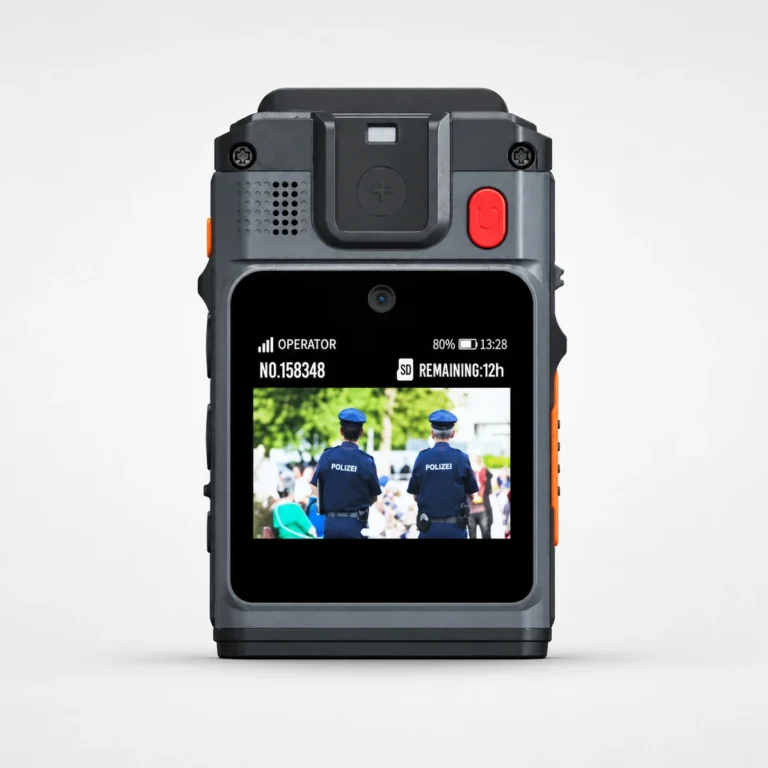 Hytera SC580 4G body worn camera showing its colour display