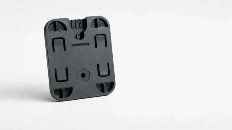 Body camera MOLLE vest mount plate with four webbing slots