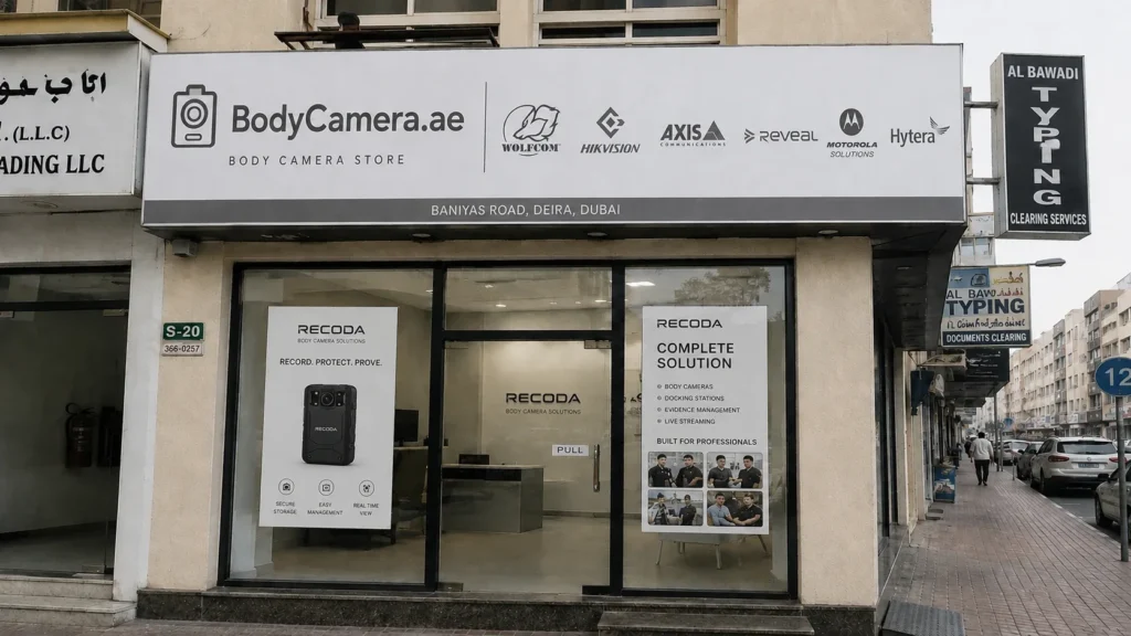 Body camera supplier Dubai: the BodyCamera.ae store on Baniyas Road in Deira