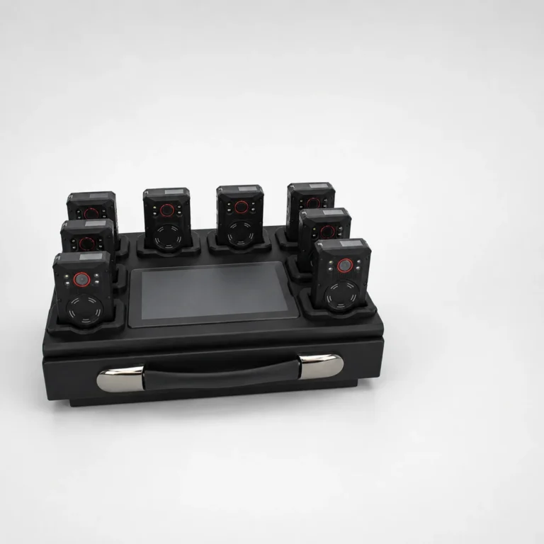 Hytera EDS30-SC docking station with eight Hytera body cameras docked