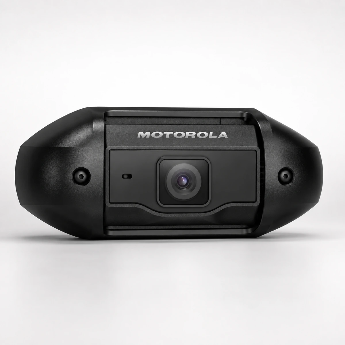 Motorola M500 system camera seen straight on, showing the lens set into a wide moulded housing with the Motorola wordmark above it