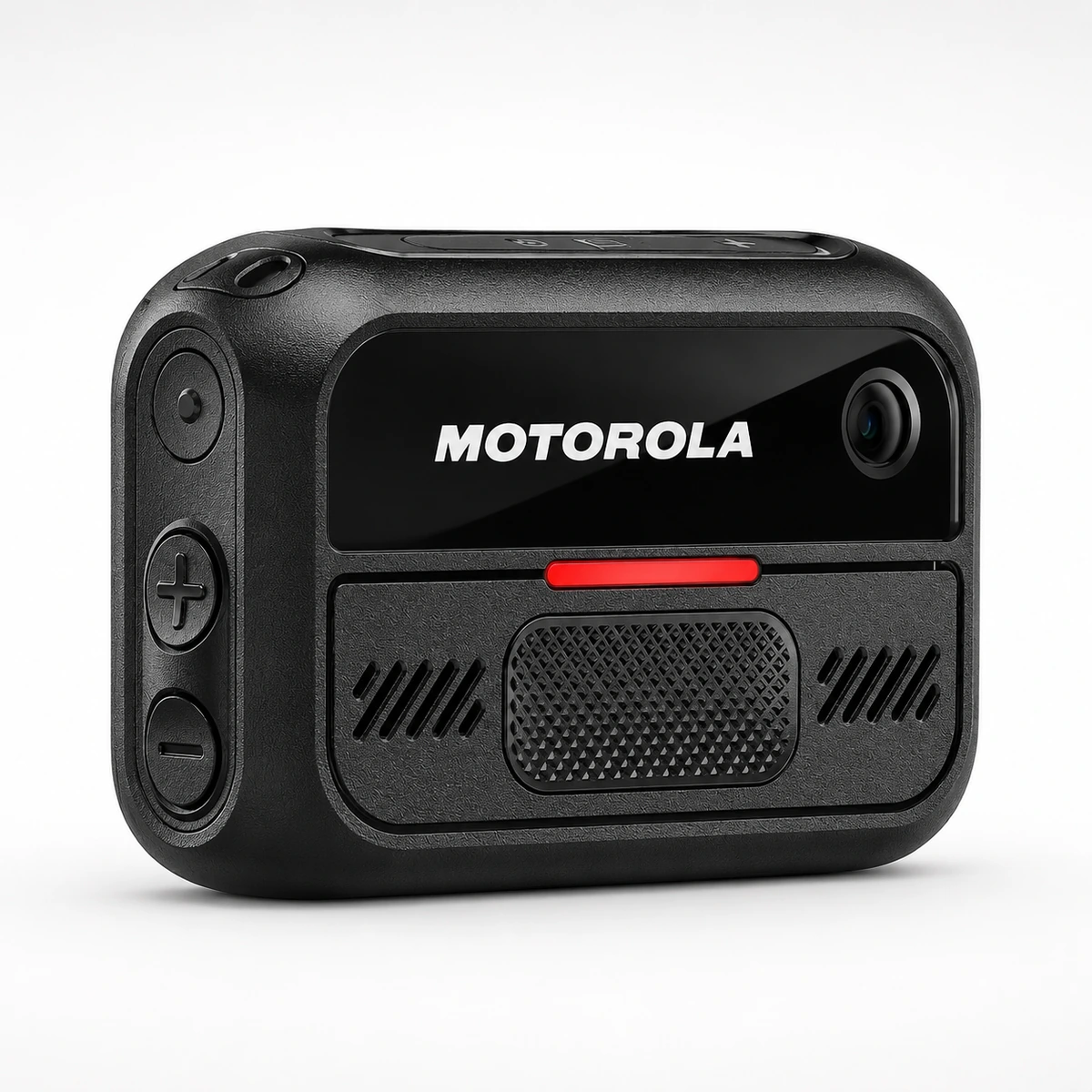Motorola V200 body camera at a front angle, showing the Motorola branded lens panel and the row of keys along the top edge