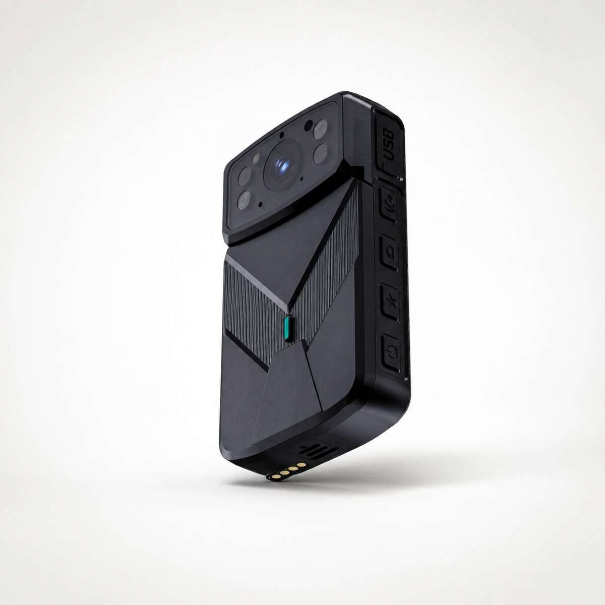 Xignal M530 4G body camera viewed from above, showing the Sony sensor lens and the four infrared night vision LEDs