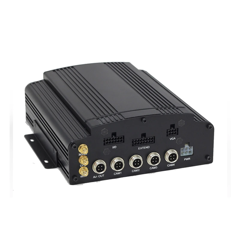 Xignal M720(G4F) four channel mobile DVR, front view showing the removable drive caddy and front panel ports